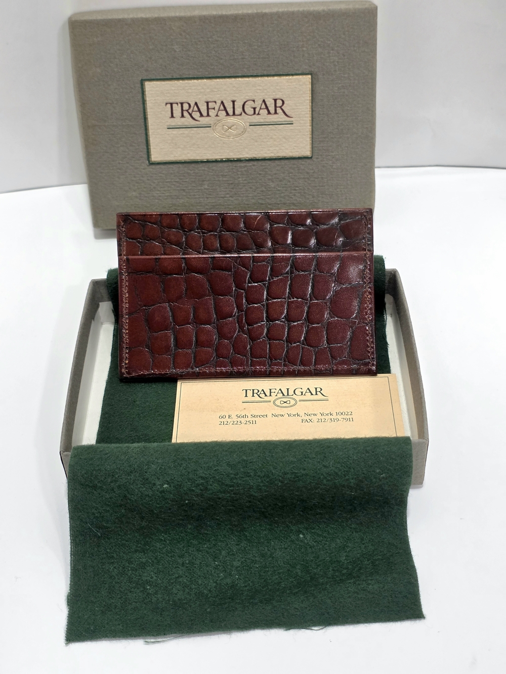 Vintage Trafalgar Croc-Embossed Leather Card Holder New In Box